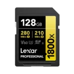 Lexar 128GB Professional 1800x GOLD Series SDXC UHS-II | A2 V60 U3 C10, upto 280MB/s read & 210MB/s write, Limited Lifetime Warranty | LSD1800128G-BNNNG