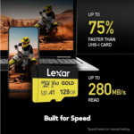 Lexar 128GB Professional GOLD | microSDXC™ UHS-II Card | upto 280MB/s read & 100MB/s write, 10Years Limited Warranty | LMSGOLD128G-BNNNG