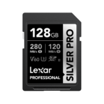 Lexar 128GB Professional SILVER PRO SDXC UHS-II Card | V60 U3 C10, Up to 280MB/s Read & 120MB/s Write | Limited Lifetime Warranty | LSDSIPR128G-BNNNG
