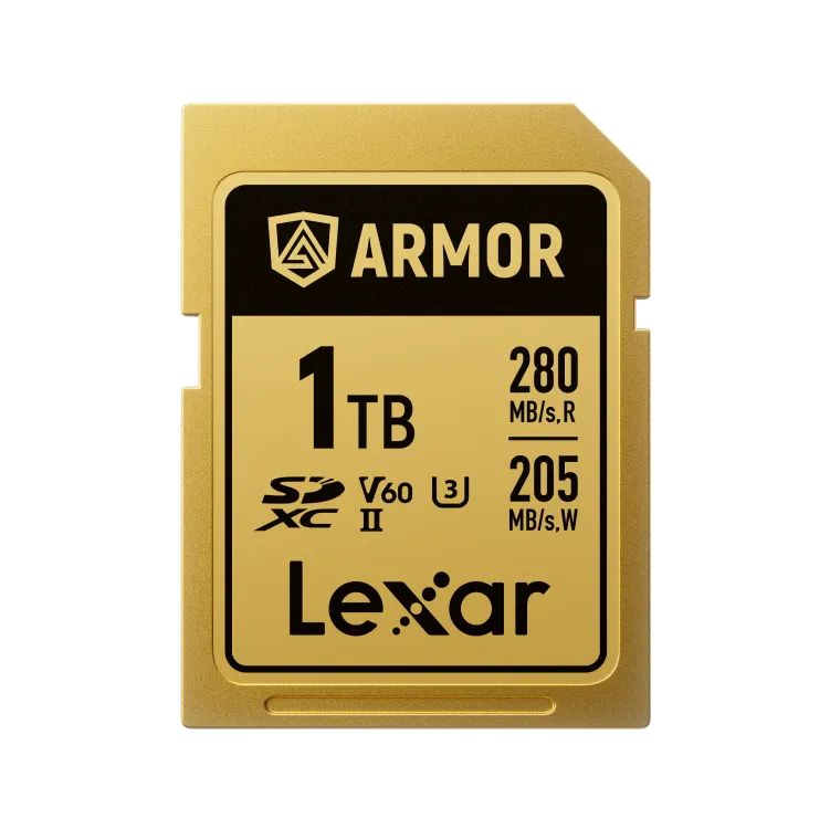 Lexar 1TB ARMOR GOLD SDXC UHS-II Card V60 U3 C10 | 280MB/s Read & 205MB/s Write | Limited Lifetime Warranty | LSDAMGL001T-RNNNG Lexar 1TB ARMOR GOLD SDXC UHS-II Card V60 U3 C10 | 280MB/s Read & 205MB/s Write | Limited Lifetime Warranty | LSDAMGL001T-RNNNG