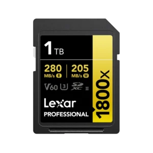 Lexar 1TB Professional 1800x GOLD Series SDXC UHS-II | A2 V60 U3 C10, upto 280MB/s read & 205MB/s write, Limited Lifetime Warranty | LSD1800001T-BNNNG