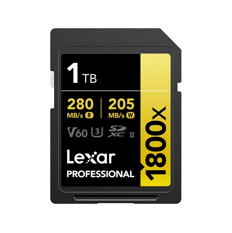Lexar 1TB Professional 1800x GOLD Series SDXC UHS-II | A2 V60 U3 C10, upto 280MB/s read & 205MB/s write, Limited Lifetime Warranty | LSD1800001T-BNNNG Lexar 1TB Professional 1800x GOLD Series SDXC UHS-II | A2 V60 U3 C10, upto 280MB/s read & 205MB/s write, Limited Lifetime Warranty | LSD1800001T-BNNNG