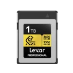 Lexar 1TB Professional GOLD CFexpress 4.0 Type B Card | Up to 3600MB/s Read & 3300MB/s Write | PCIe Gen 4 | 3000MB/s Sustained | Limited Lifetime Warranty | LCXEXP4001T-RNENG