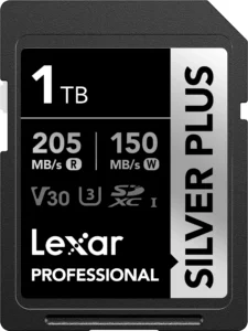 Lexar 1TB Professional SILVER PLUS SDXC UHS-I Card | U3 V30 C10, 205MB/s Read & 150MB/s Write | Limited Lifetime Warranty | LSDSIPL001T-BNNNG