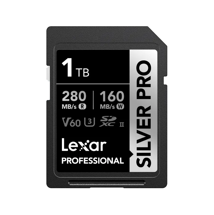 Lexar 1TB Professional SILVER PRO SDXC UHS-II Card | V60 U3 C10, Up to 280MB/s Read &160MB/s Write | Limited Lifetime Warranty | LSDSIPR001T-BNNNG Lexar 1TB Professional SILVER PRO SDXC UHS-II Card | V60 U3 C10, Up to 280MB/s Read &160MB/s Write | Limited Lifetime Warranty | LSDSIPR001T-BNNNG