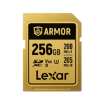 Lexar 256GB ARMOR GOLD SDXC UHS-II Card V60 U3 C10 | Up to 280MB/s Read & 205MB/s Write | Limited Lifetime Warranty | LSDAMGL256G-RNNNG