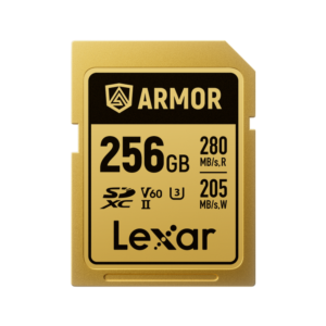 Lexar 256GB ARMOR GOLD SDXC UHS-II Card V60 U3 C10 | Up to 280MB/s Read & 205MB/s Write | Limited Lifetime Warranty | LSDAMGL256G-RNNNG
