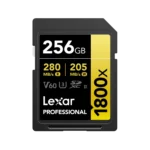 Lexar 256GB Professional 1800x GOLD Series SDXC UHS-II | A2 V60 U3 C10, upto 280MB/s read & 205MB/s write, Limited Lifetime Warranty | LSD1800256G-BNNNG