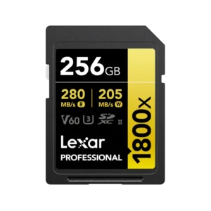 Lexar 256GB Professional 1800x GOLD Series SDXC UHS-II | A2 V60 U3 C10, upto 280MB/s read & 205MB/s write, Limited Lifetime Warranty | LSD1800256G-BNNNG