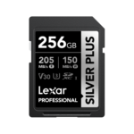 Lexar 256GB Professional SILVER PLUS SDXC UHS-I Card | U3 V30 C10 205MB/s Read & 150MB/s Write | Limited Lifetime Warranty | LSDSIPL256G-BNNNG
