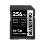 Lexar 256GB Professional SILVER PRO SDXC UHS-II Card | V60 U3 C10, Up to 280MB/s Read &160MB/s Write | Limited Lifetime Warranty | LSDSIPR256G-BNNNG