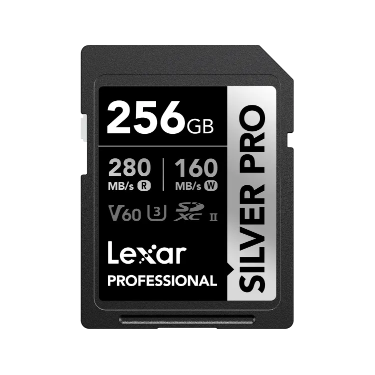 Lexar 256GB Professional SILVER PRO SDXC UHS-II Card | V60 U3 C10, Up to 280MB/s Read &160MB/s Write | Limited Lifetime Warranty | LSDSIPR256G-BNNNG Lexar 256GB Professional SILVER PRO SDXC UHS-II Card | V60 U3 C10, Up to 280MB/s Read &160MB/s Write | Limited Lifetime Warranty | LSDSIPR256G-BNNNG