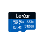 Lexar 512GB 633x microSDXC | UHS-l Blue Series C10 V30 A2 U3– includes Adapter, upto 100MB/s Read & 70MB/s Write, 10 Year Limited Warranty (LSDMI512BB633A)