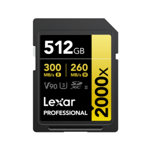Lexar 512GB Professional 2000x SDXC UHS-II Card V90 U3 C10 | Up to 300MB/s Read & 260MB/s Write | Limited Lifetime Warranty | LSD2000512G-RNNNG
