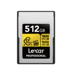 Lexar 512GB Professional GOLD CFexpress 4.0 Type A Card | Up to 1800MB/s Read & 1650MB/s Write | 1400MB/s Sustained | PCIe 4.0 | VPG400 | Limited Lifetime Warranty |...