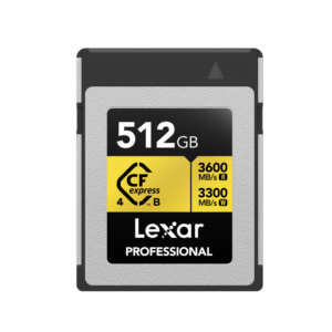 Lexar 512GB Professional GOLD CFexpress 4.0 Type B Card | Up to 3600MB/s Read & 3300MB/s Write | PCIe Gen 4 | 3000MB/s Sustained | Limited Lifetime Warranty | LCXEXP4512G-RNENG