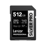 Lexar 512GB Professional SILVER PRO SDXC UHS-II Card | V60 U3 C10, Up to 280MB/s Read & 160MB/s Write | Limited Lifetime Warranty | LSDSIPR512G-BNNNG