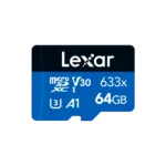 Lexar 64GB 633x microSDXC UHS-l Blue Series – Class 10 V30 A1 U3, upto 100MB/s Read & 45MB/s Write, 10 Year Limited Warranty (LMS0633064G-BNNNG)