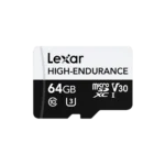 Lexar 64GB High-Endurance microSDHC/microSDXC™ UHS-I Card | C10 V30 A1 U3 ,up to 100MB/s read, up to 35MB/s write ,2Year Limited Warranty | LMSHGED064G-BCNNG