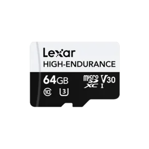 Lexar 64GB High-Endurance microSDHC/microSDXC™ UHS-I Card | C10 V30 A1 U3 ,up to 100MB/s read, up to 35MB/s write ,2Year Limited Warranty | LMSHGED064G-BCNNG