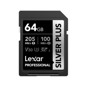 Lexar 64GB Professional SILVER PLUS SDXC Card | U3 V30 C10, 205MB/s Read & 100MB/s Write | Limited Lifetime Warranty | LSDSIPL064G-BNNNG