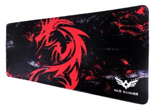 WAR HAMMER GX1050 Speed Type Gaming Mousepad (XL, Black/Red)