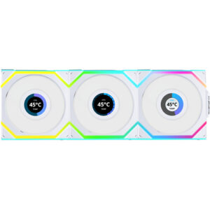 Lian Li 120mm UNI FAN SL Wireless LCD ARGB Case Fan (White, 3-Pack)