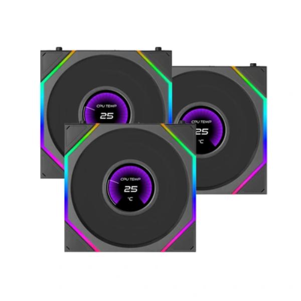 Lian Li UNI Fan TL LCD Flex Wireless ARGB 120mm Reverse Blade Cabinet Fan, Triple Pack Lian Li UNI Fan TL LCD Flex Wireless ARGB 120mm Reverse Blade Cabinet Fan, Triple Pack