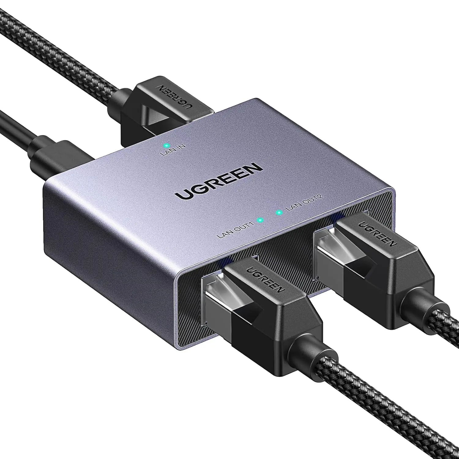 UGREEN 1 in 2 Out Ethernet Splitter 1000Mbps Aluminum Gigabit Network LAN Adapter UGREEN 1 in 2 Out Ethernet Splitter 1000Mbps Aluminum Gigabit Network LAN Adapter