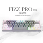 Redragon K616 Fizz PRO 60% 3-Mode Wired, 2.4Ghz Wireless, Bluetooth Mechanical Gaming Keyboard, 61 Keys Compact w/Grey and White Colour Keycaps, Linear Red Switch - Image 2