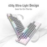 Redragon K616 Fizz PRO 60% 3-Mode Wired, 2.4Ghz Wireless, Bluetooth Mechanical Gaming Keyboard, 61 Keys Compact w/Grey and White Colour Keycaps, Linear Red Switch - Image 3