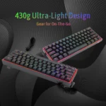 Redragon K617 Fizz 60% Wired RGB Gaming Keyboard, 61 Keys Compact Mechanical Keyboard, (Linear RED Switch), Black - Image 3