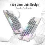 Redragon K617 Fizz 60% Wired RGB Gaming Keyboard, 61 Keys Compact Mechanical Keyboard White and Grey Color Keycaps, Linear Red Switch - Image 3
