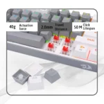 Redragon K616 Fizz PRO 60% 3-Mode Wired, 2.4Ghz Wireless, Bluetooth Mechanical Gaming Keyboard, 61 Keys Compact w/Grey and White Colour Keycaps, Linear Red Switch - Image 4