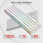 DRACONIC PRO K530 PRO - 60% BLUETOOTH+2.4GHZ+WIRED MECHANICAL KEYBOARD WHITE (RED SWITCH) - Image 4