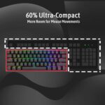 Redragon K616 Fizz PRO 60% 3-Mode Wired, 2.4Ghz Wireless, Bluetooth Mechanical Gaming Keyboard, 61 Keys Compact w/Black Colour Keycaps, Linear Red Switch - Image 2