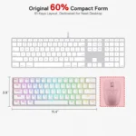 DRACONIC PRO K530 PRO - 60% BLUETOOTH+2.4GHZ+WIRED MECHANICAL KEYBOARD WHITE (RED SWITCH) - Image 5