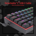 Redragon K617 Fizz 60% Wired RGB Gaming Keyboard, 61 Keys Compact Mechanical Keyboard, (Linear RED Switch), Black - Image 4
