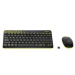 Logitech MK240 Nano Wireless USB Keyboard and Mouse Set, Black/Chartreuse Yellow