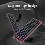 Redragon K616 Fizz PRO 60% 3-Mode Wired, 2.4Ghz Wireless, Bluetooth Mechanical Gaming Keyboard, 61 Keys Compact w/Black Colour Keycaps, Linear Red Switch - Image 7