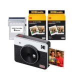 KODAK Mini Shot 3 Retro 4PASS 2-in-1 Instant Camera and Photo Printer (3x3 inches) + 68 Sheets, White