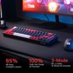 Redragon K631 PRO 65% 3-Mode Wireless RGB Gaming Keyboard, 68 Keys Hot-Swappable Compact Mechanical Keyboard w/Hot-Swap Free-Mod PCB Socket & Dedicated Arrow Keys, Quiet Red Linear Switch - Image 6