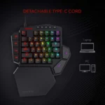 Redragon Wireless K585 DITI One-Handed RGB Mechanical Gaming Keyboard, Blue Switches, Type-C Professional Gaming Keypad with 7 Onboard Macro Keys, Detachable Wrist Rest, 42 Keys - Image 3