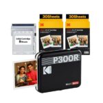 KODAK Mini 3 Retro 4PASS Portable Photo Printer (3x3 inches) + 68 Sheets, Black