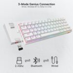 DRACONIC PRO K530 PRO - 60% BLUETOOTH+2.4GHZ+WIRED MECHANICAL KEYBOARD WHITE (RED SWITCH) - Image 8