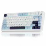 AULA F75 75% Wireless Mechanical Keyboard | Hot Swappable | Linear Switches | RGB Backlit | 2.4GHz/Type-C/Bluetooth Gaming Keyboard (Keyboard,Ice Blue+Ice Vein Switch)