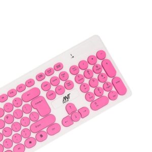 Ant Value FKBRI05 Multimedia Wireless Keyboard & Mouse Combo (Pink White)