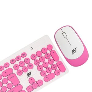 Ant Value FKBRI05 Multimedia Wireless Keyboard & Mouse Combo (Pink White)