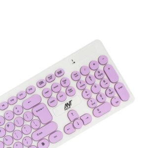 Ant Value FKBRI05 Multimedia Wireless Keyboard & Mouse Combo (Purple White)