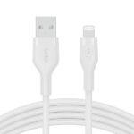 Belkin BoostCharge Flex Apple Certified Silicon USB-A to Lightning Cable Charge and Sync Type A 1 Meter Cable, White